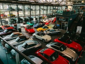 car dealership from above looking down