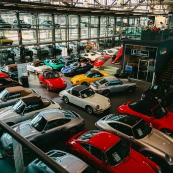 car dealership from above looking down